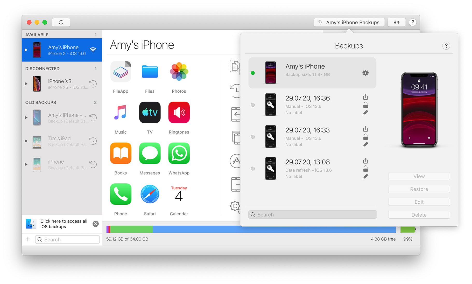iMazing Backups View