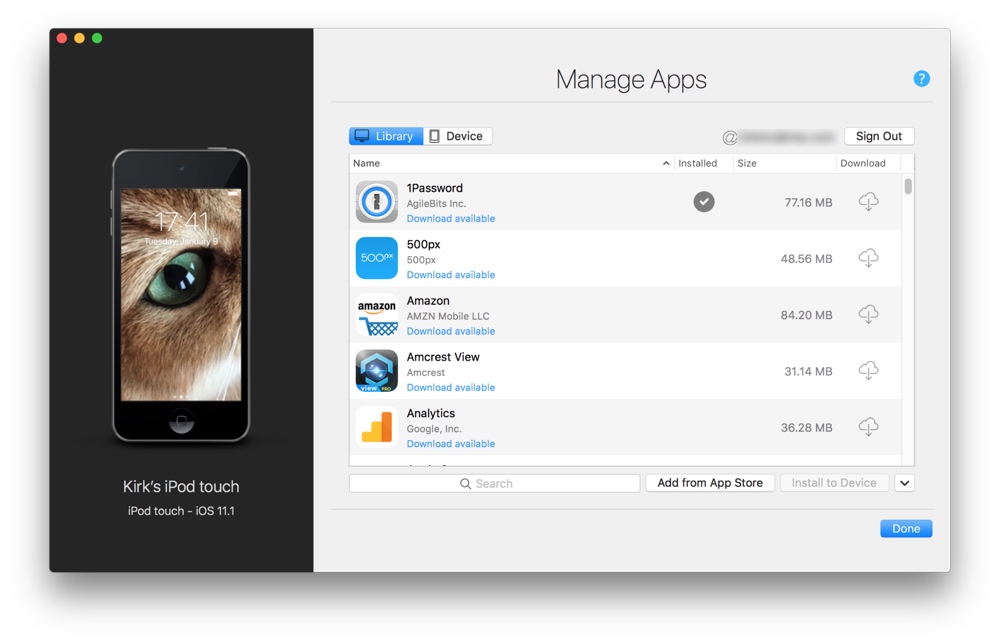 iMazing Manage Apps Library View