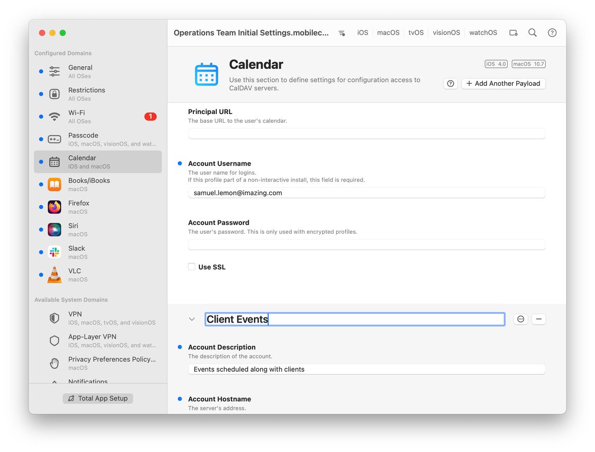 iMazing Profile Editor Screenshot – Renaming a Payload